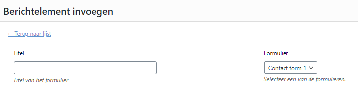 Editor berichtelement formulier