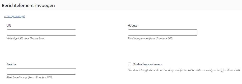 Editor berichtelement iframe