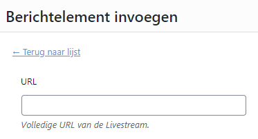 Editor berichtelement Livestream