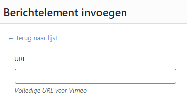Editor berichtelement Vimeo