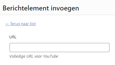 Editor berichtelement Youtube