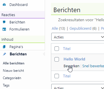 Inhoud blog bewerken