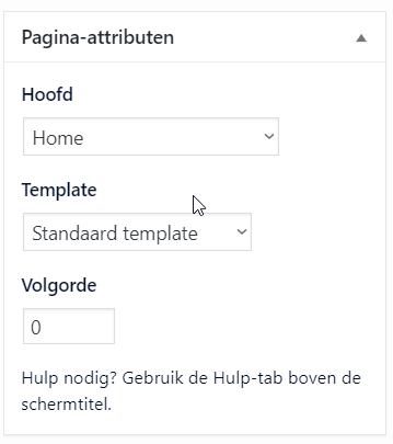 Inhoud pagina's attributen