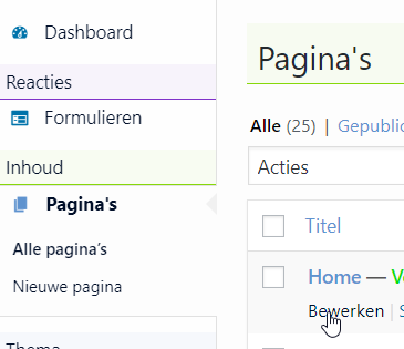 Inhoud pagina's bewerken