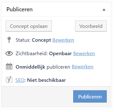 Inhoud pagina's status