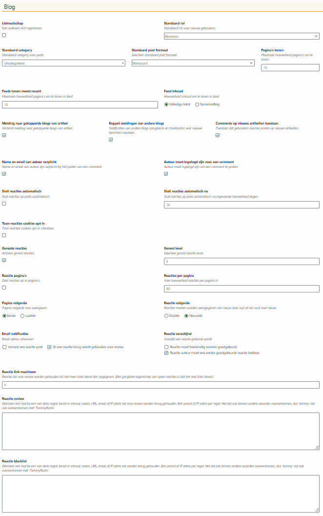 Systeem voorkeuren blog
