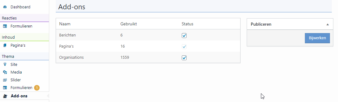 Thema add-on beheren