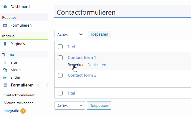 Thema formulier bewerken