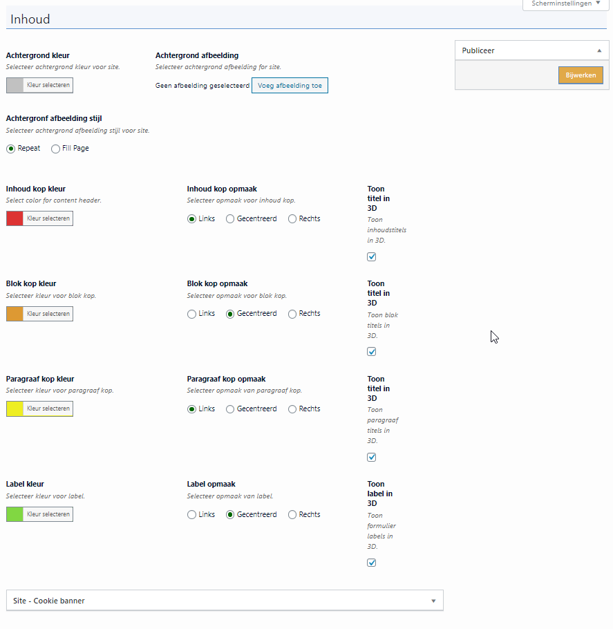 Thema site inhoud
