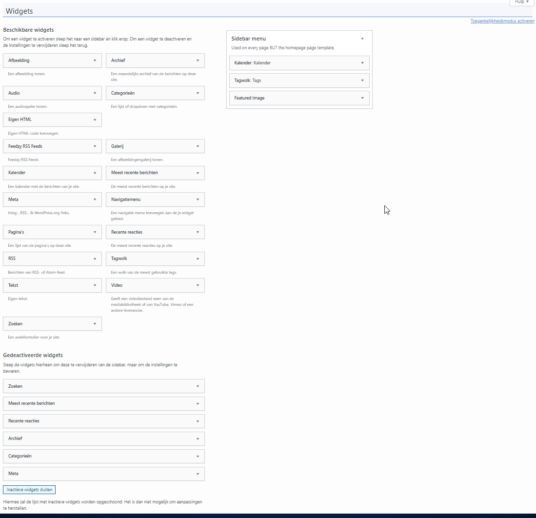 Thema site widgets