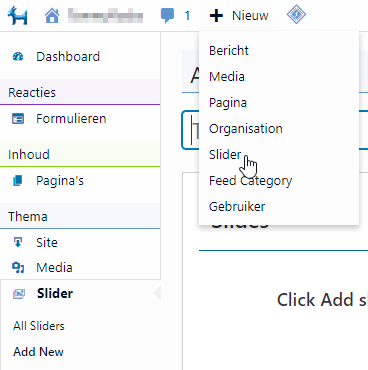 Thema slider aanmaken