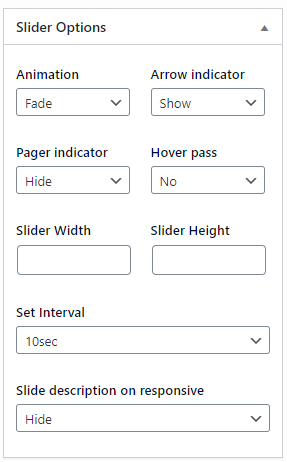 Thema slider opties